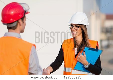 Handhaking After Successful Meeting, Color Image, Indoors