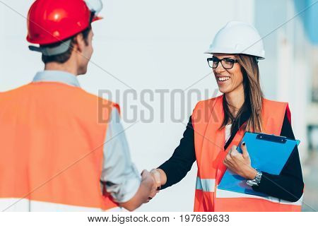 Handhaking After Successful Meeting, Outdoors, Toned Image