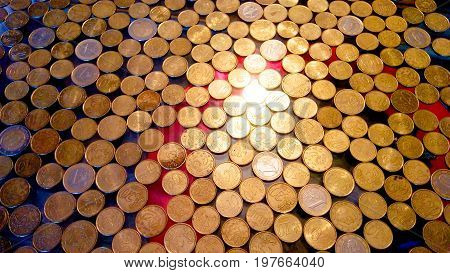 A lot of bright and shiny Euro coins
