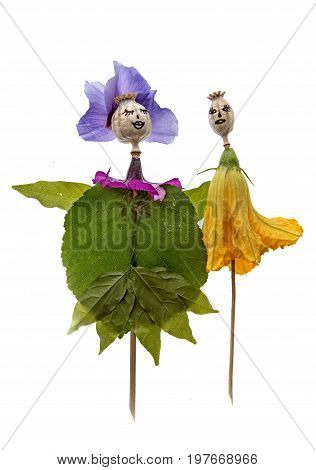 dolls from poppy heads and flowers - art from nature