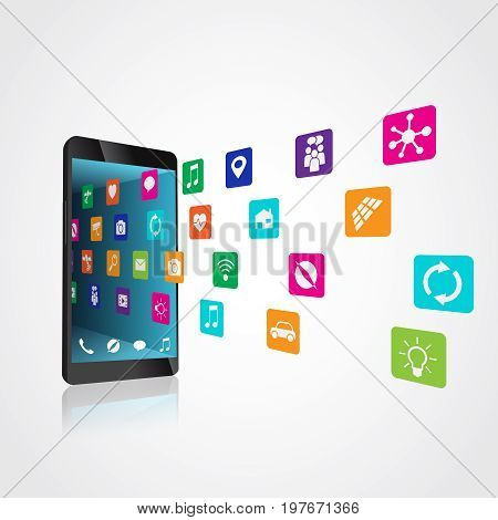 The application downloaded and installed or are uninstalled, deleted on the smartphone vector illustration is ordered by layers