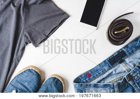 Fashionable men's clothing. Street wear and accessories