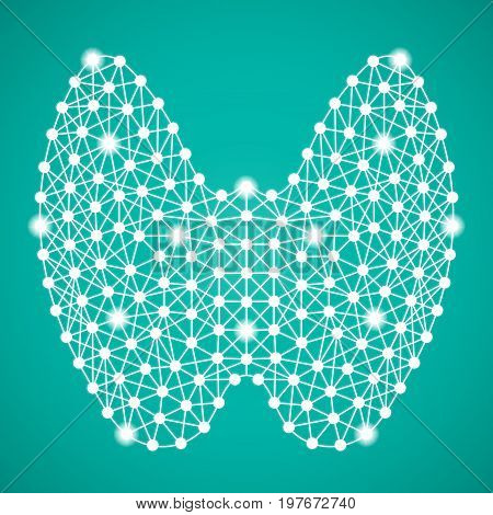 Human Thyroid Isolated On A Green Background. Vector Illustration.Endocrinology. Creative Medical Concept