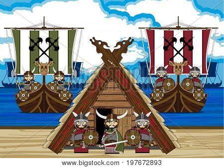 Fierce Vikings And Longships