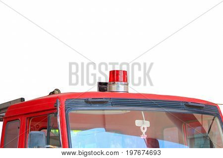 Fire Truck red and siren isolated on white background and clipping path