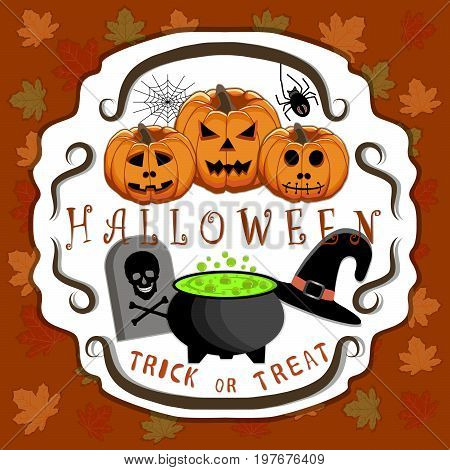 Abstract vector illustration of logo for celebrating children's holiday Halloween.