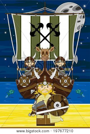 Vikings Warriors & Ship Scene