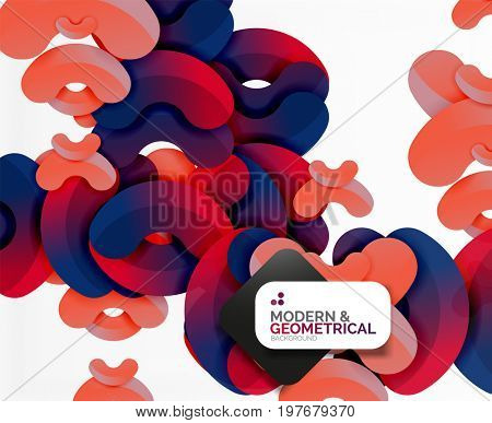 Abstract color geometric round shapes on white - elements with shadow, colorful composition