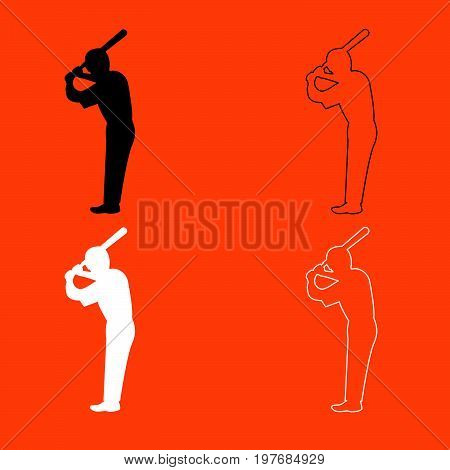 Ballplayer  Black And White Set Icon .