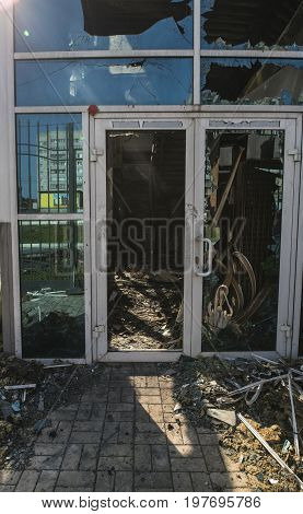 Doors of the building left after the huge fire