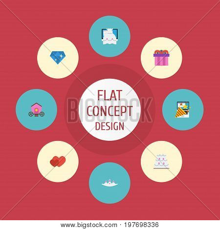 Flat Icons Accessories, Brilliant, Patisserie And Other Vector Elements