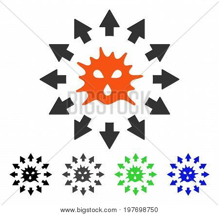 Virus Pandemy flat vector pictograph. Colored virus pandemy gray, black, blue, green icon variants. Flat icon style for web design.