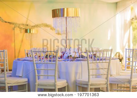 Serving A Wedding Dinner. Catering Concept