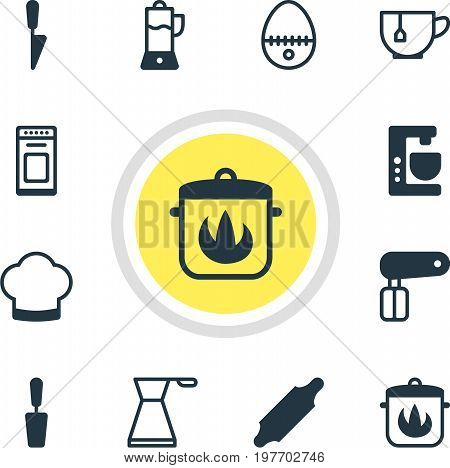 Editable Pack Of Chef Hat, Breakfast, Stewpot And Other Elements.  Vector Illustration Of 12 Kitchenware Icons.