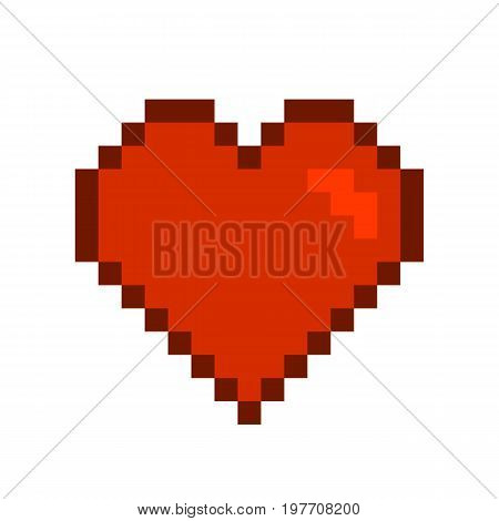 Heart Pixel Art Style. Heart love romantic pixel passion symbol icon design. Vector stock.
