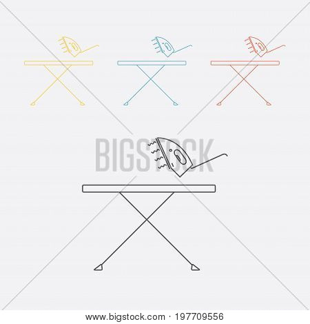Ironing board and iron. Line icon. Vector sign for web graphics.