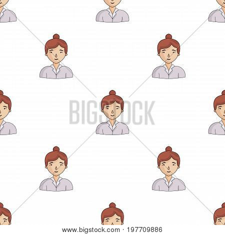 Businesswoman icon in cartoon design isolated on white background. Conference and negetiations symbol stock vector illustration.