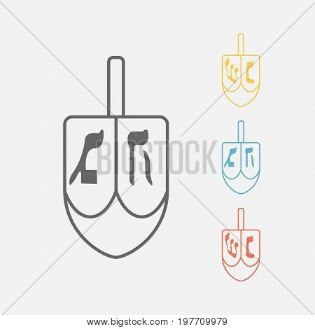 Chanukah dreidels in various colors Vector sign for web graphics.