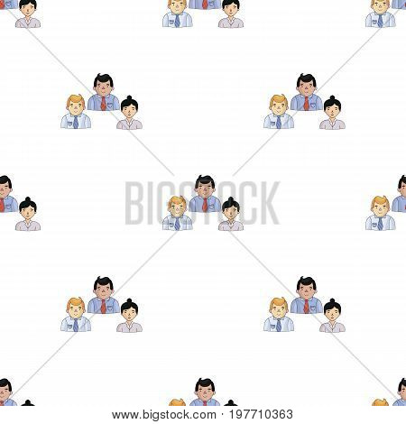 Business partners icon in cartoon design isolated on white background. Conference and negetiations symbol stock vector illustration.