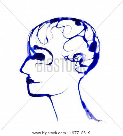 Head of human made of watercolour effects. Watercolour textured collection.