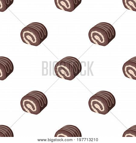 Chocolate roulade icon in cartoon design isolated on white background. Chocolate desserts symbol stock vector illustration.