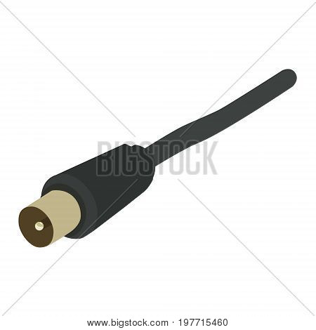 Vector illustration coaxial cable with connector isolated on white background. TV cable antenna plug