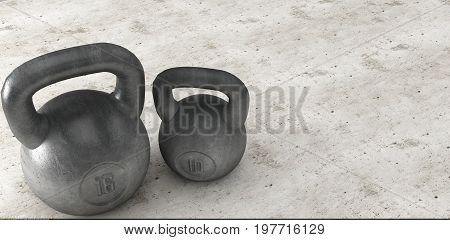 Heavy kettle bell isolated on background, 3d Rendering