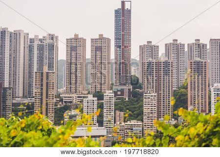 Toned Image Of Modern Office Buildings In Central Hong Kong