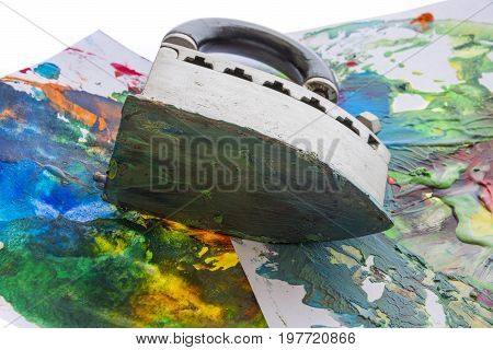 an encaustic colors and iron for encaustic art