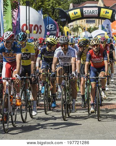 Jaworzno, Poland - July 31, 2017: Cyclists At The Start Of The Third Stage Of The 74. Tour De Pologn