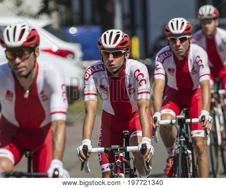 Jaworzno, Poland - July 31, 2017: Cyclists At The Start Of The Third Stage Of The 74. Tour De Pologn