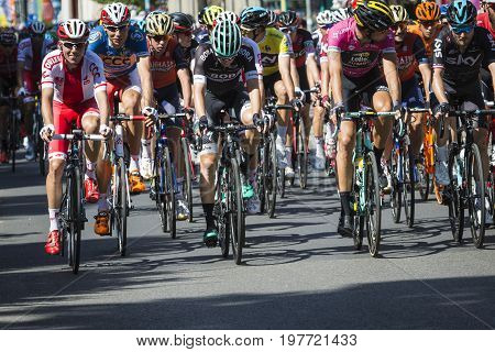 Jaworzno, Poland - July 31, 2017: Cyclists At The Start Of The Third Stage Of The 74. Tour De Pologn