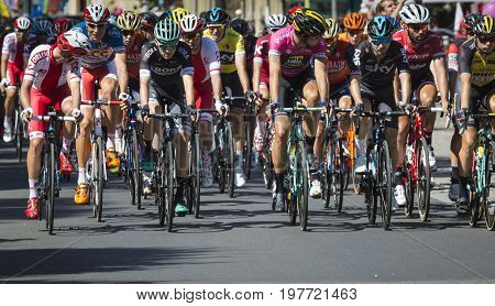 Jaworzno, Poland - July 31, 2017: Cyclists At The Start Of The Third Stage Of The 74. Tour De Pologn