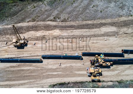 Construction Of Gas Pipeline Trans Adriatic Pipeline - Tap In North Greece. The Pipeline Starts From