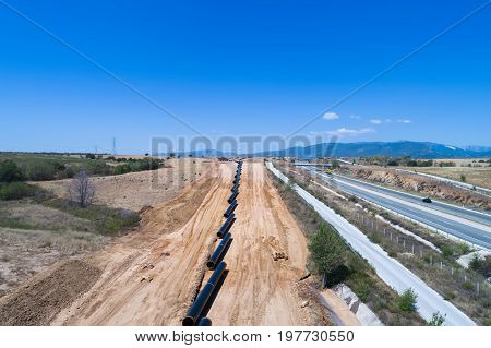 Construction Of Gas Pipeline Trans Adriatic Pipeline - Tap In North Greece. The Pipeline Starts From