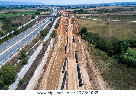 Construction Of Gas Pipeline Trans Adriatic Pipeline - Tap In North Greece. The Pipeline Starts From