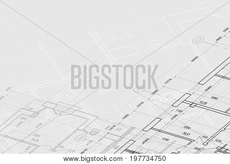 Part of abstract architectural project on the gray background