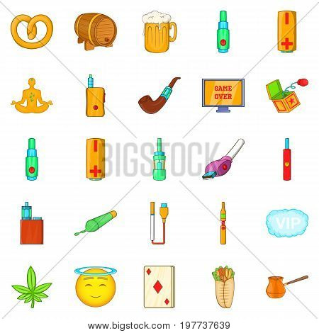 Bad habits icons set. Cartoon set of 25 bad habits vector icons for web isolated on white background