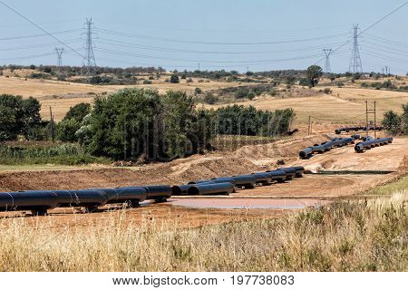 Construction Of Gas Pipeline Trans Adriatic Pipeline - Tap In North Greece. The Pipeline Starts From
