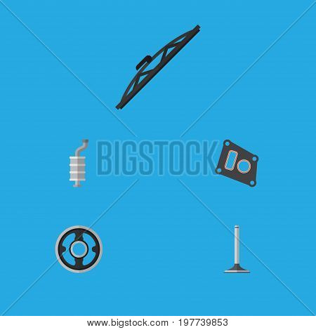 Flat Icon Auto Set Of Car Segment, Windshield, Belt And Other Vector Objects