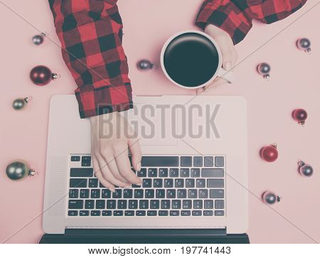 Freelancer Woman Hands With Laptop