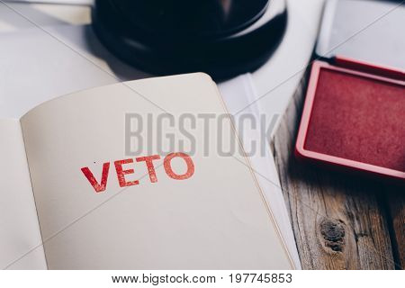 Red Veto Stamp In Notepad