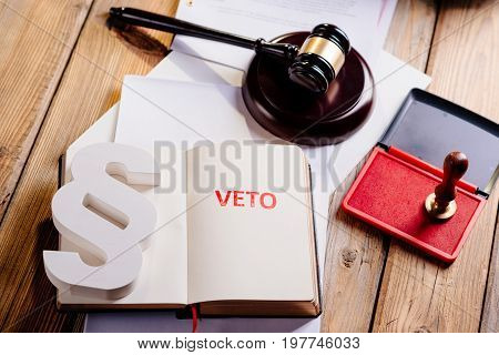 Red Veto Stamp In Notepad