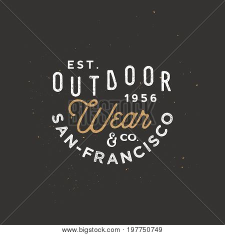 Outdoor vintage labels. Apparel labels, clothing labels. Outdoor travel themed vintage badges.
