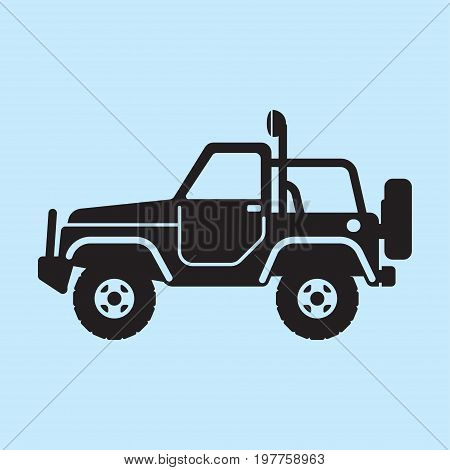 Off road vehicle car for bad roads. Extreme Sports - 4x4 Sports Utility Vehicle SUV. Vector Illustration