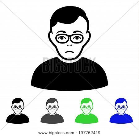 Downer flat vector illustration. Colored downer gray, black, blue, green pictogram variants. Flat icon style for application design.
