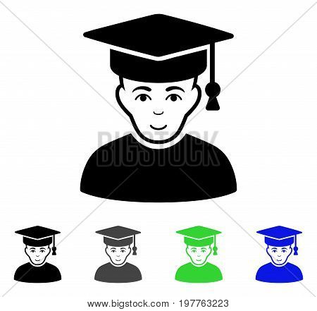 Professor flat vector pictogram. Colored professor gray, black, blue, green icon variants. Flat icon style for graphic design.