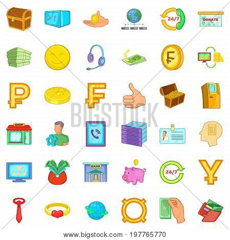 Bank icons set. Cartoon style of 36 bank vector icons for web isolated on white background