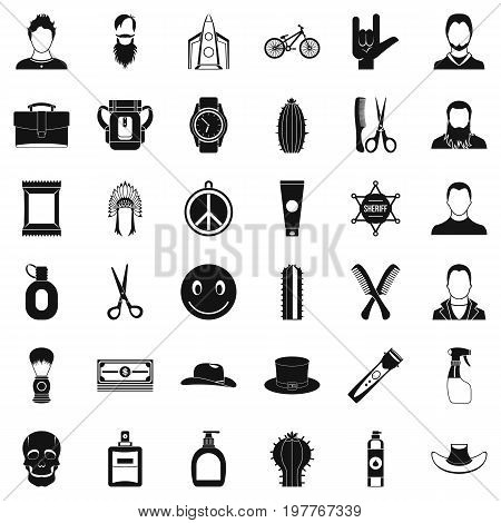 Barber icons set. Simple style of 36 barber vector icons for web isolated on white background