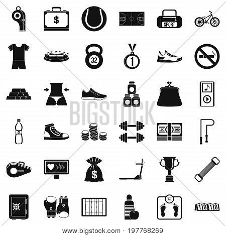 Basketball uniform icons set. Simple style of 36 basketball uniform vector icons for web isolated on white background